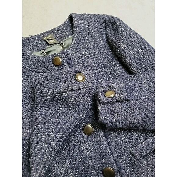 J Crew Blazer Womans 4 Purple Wool Blend Chunky 4 Button Office Broadway Crop - Picture 7 of 15